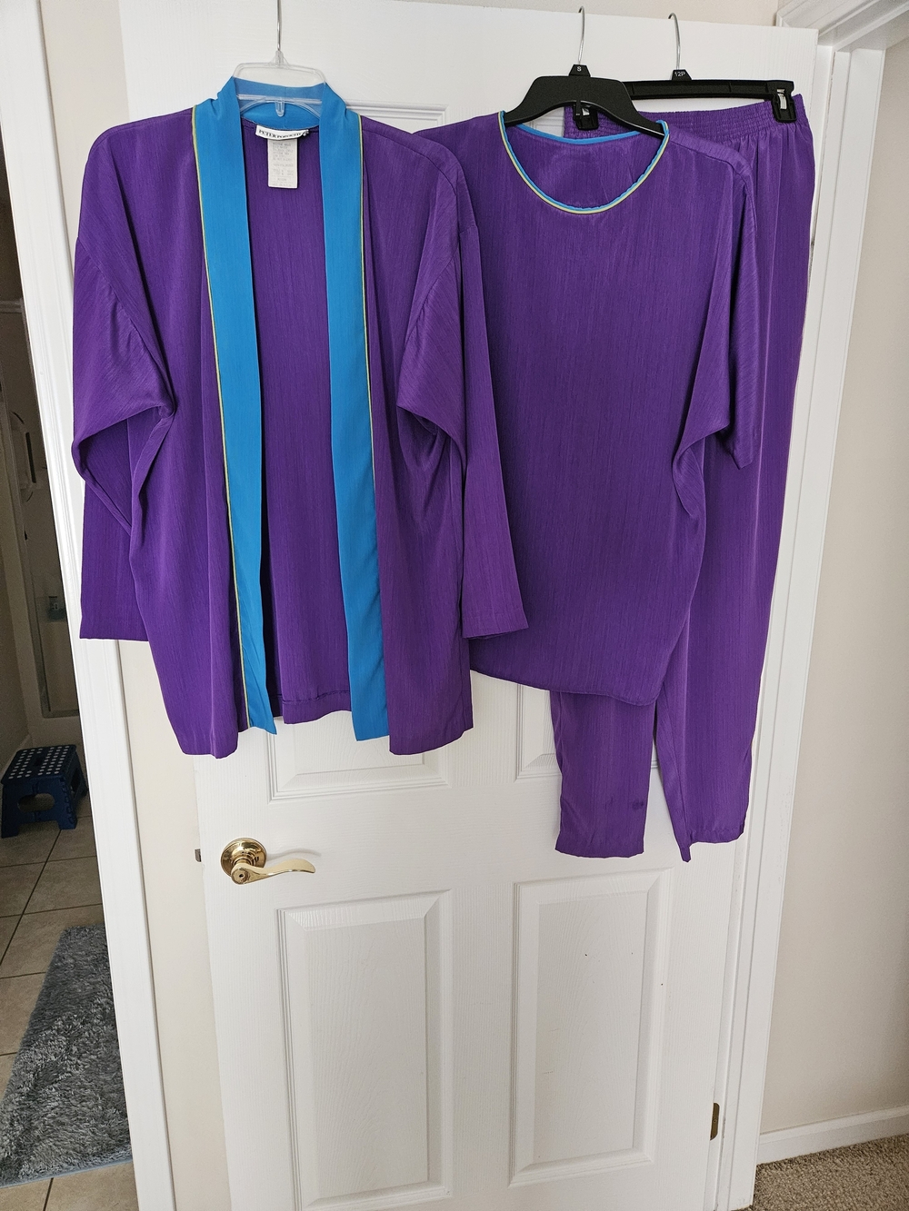 Vintage  Peter Popovitch Women's Purple 3-Piece Tunic Lounge set